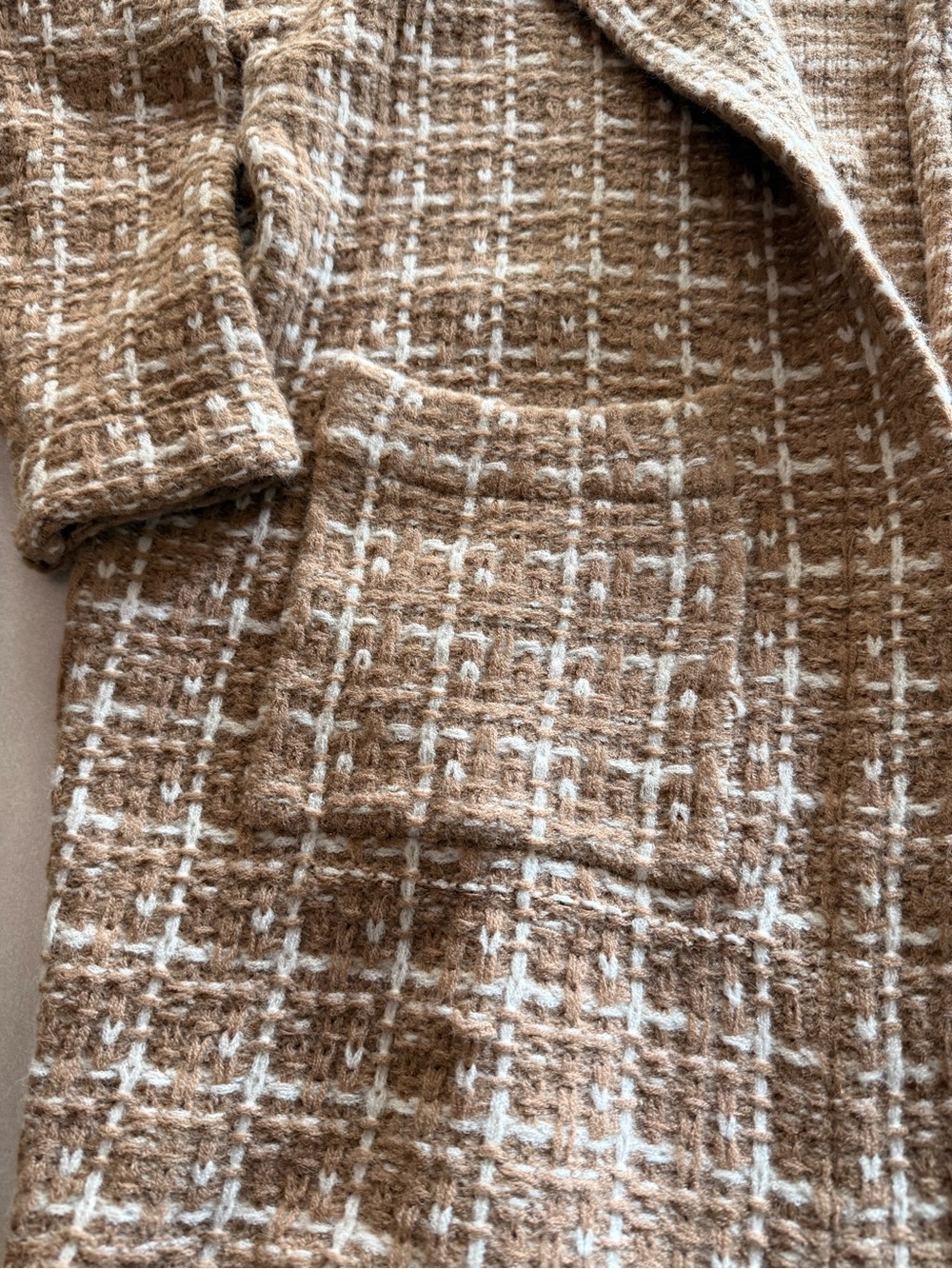 NWT M/L Olivia Grey Women's Brown Plaid Open-Front Cardigan - Picture 4 of 10